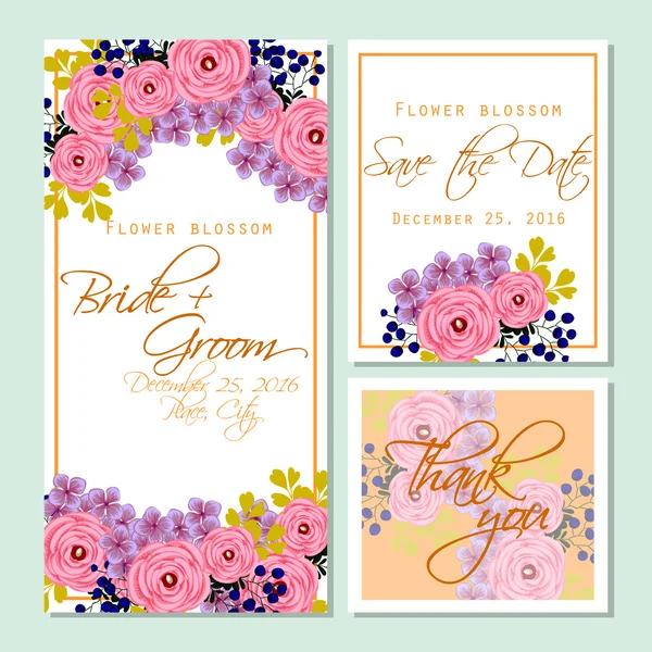 Tarjeta de invitación de boda — Vector de stock