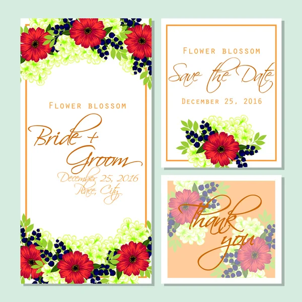 Tarjeta de invitación de boda — Vector de stock