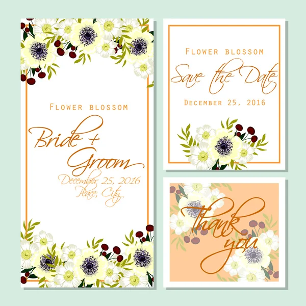 Cartes d'invitation de mariage — Image vectorielle