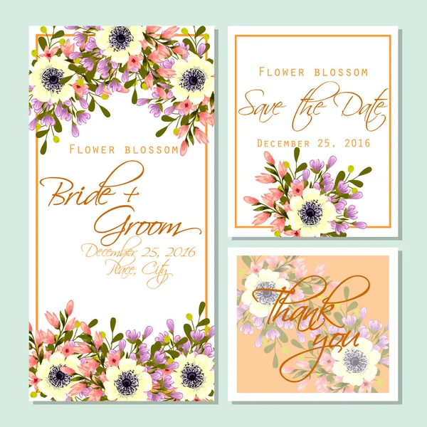 Cartes d'invitation de mariage — Image vectorielle