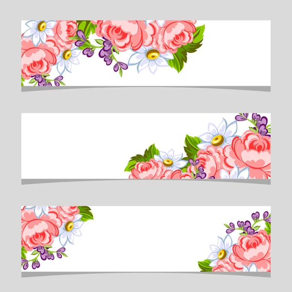 Tres banderas florales — Vector de stock