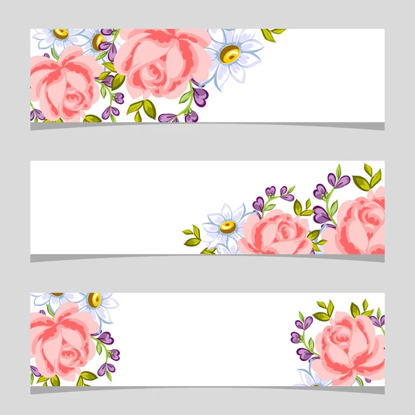 Tre blommor banners — Stock vektor