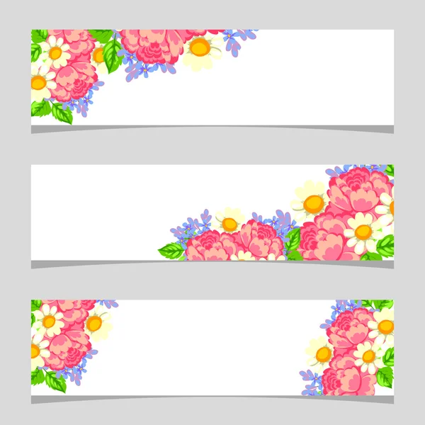 Drie bloemen banners — Stockvector