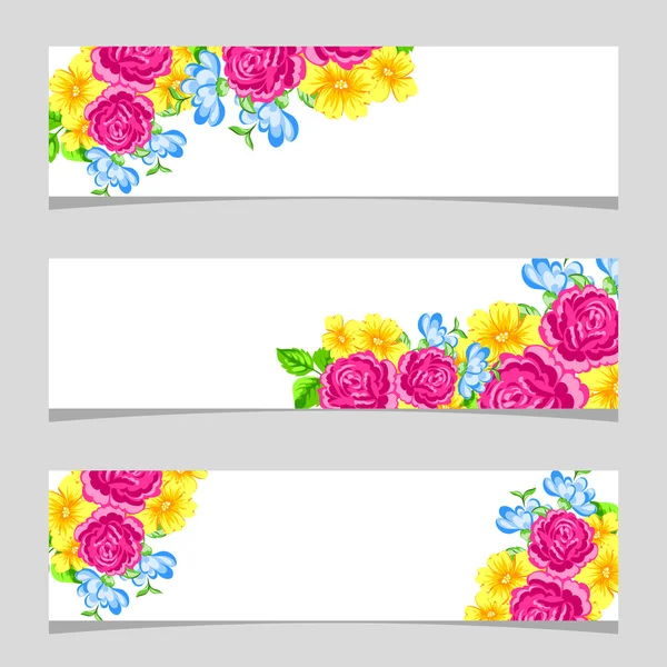 Drie bloemen banners — Stockvector