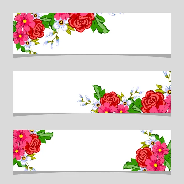 Tre blommor banners — Stock vektor