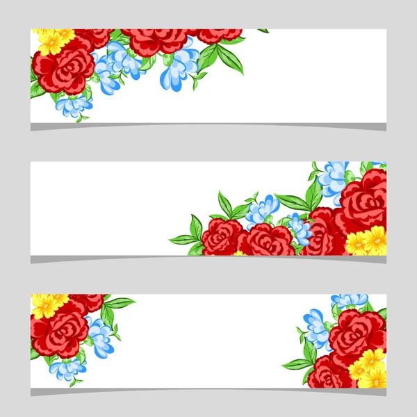Tres banderas florales — Archivo Imágenes Vectoriales