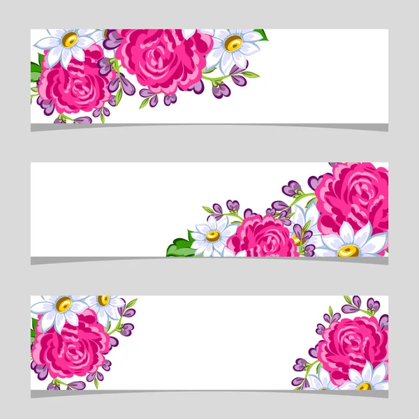 Three floral banners — Stock Vector