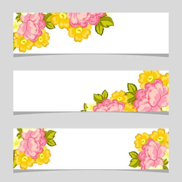 Tres banderas florales — Vector de stock