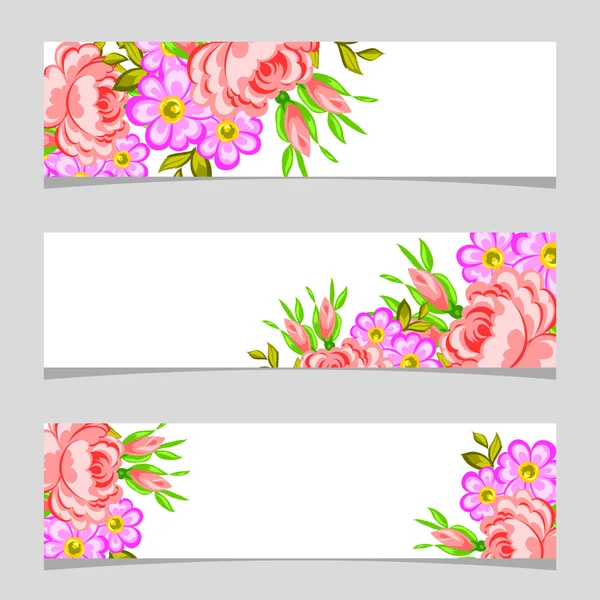 Tre blommor banners — Stock vektor