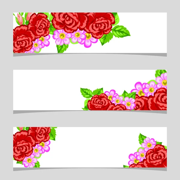 Drei florale Banner — Stockvektor