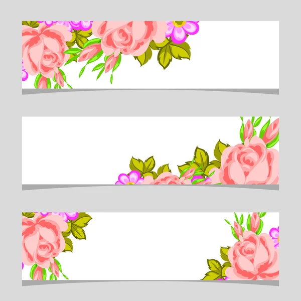 Tres banderas florales — Vector de stock