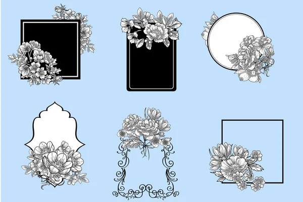 Set van abstract bloemen achtergronden — Stockvector