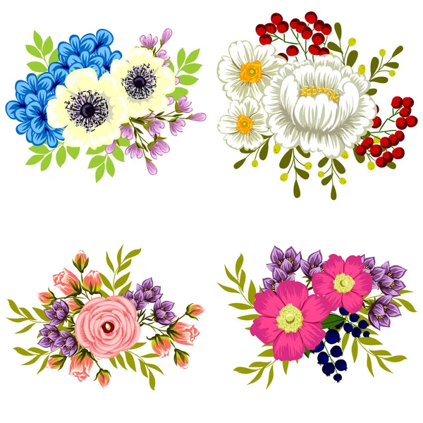 Conjunto de flores elegância — Vetor de Stock