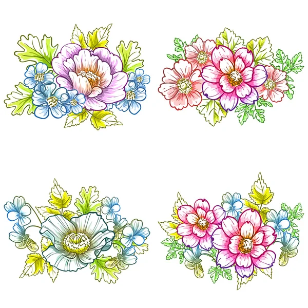 Conjunto de flores elegância — Vetor de Stock