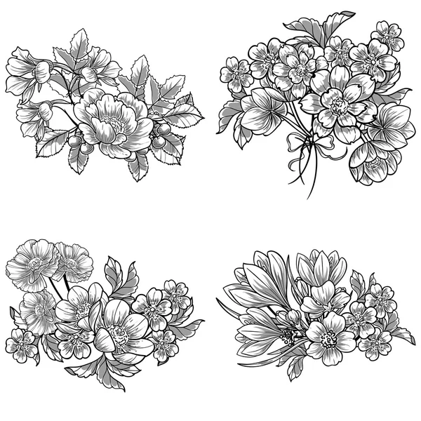 Σύνολο λουλούδια κομψότητα — Διανυσματικό Αρχείο
