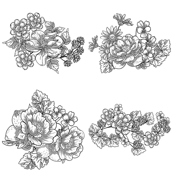 Elegancia Set de flores — Vector de stock