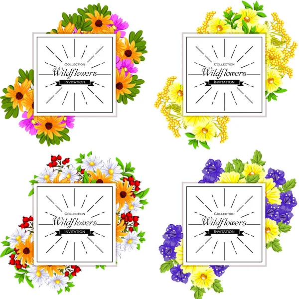 Uitnodigingskaart met florale elementen — Stockvector