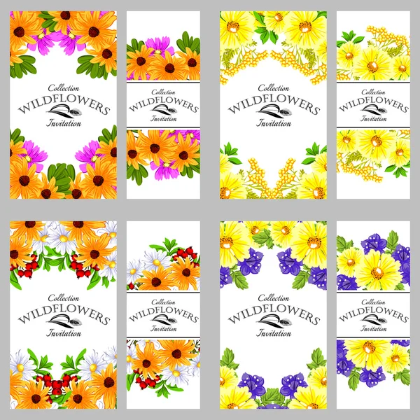 Tarjeta de invitación con elementos florales — Vector de stock