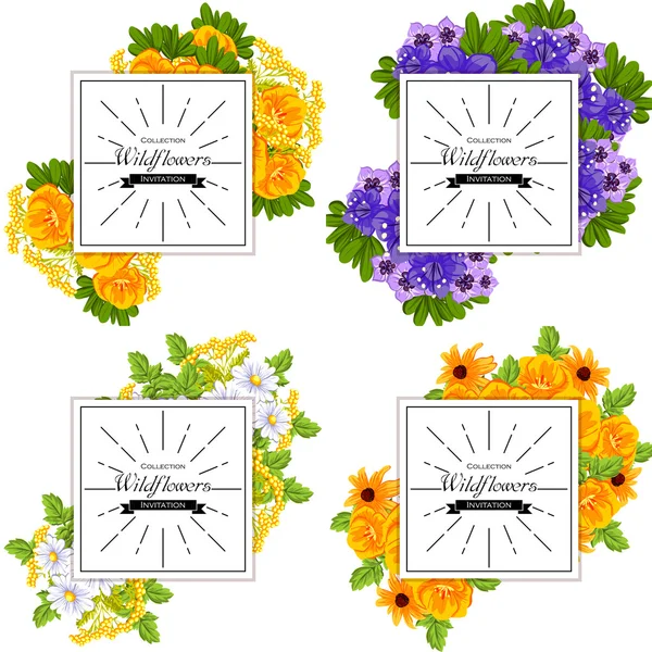 फुलांच्या घटकांसह आमंत्रण कार्ड — स्टॉक व्हेक्टर