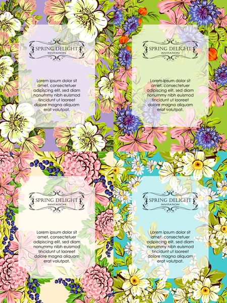 Tarjeta de invitación con elementos florales — Vector de stock