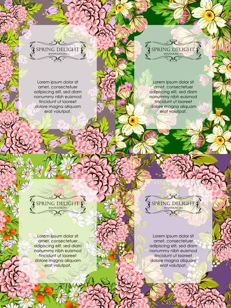 Tarjeta de invitación con elementos florales — Vector de stock