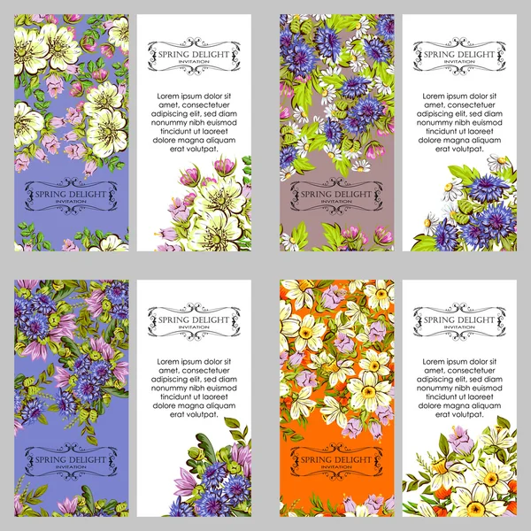 Tarjeta de invitación con elementos florales — Vector de stock