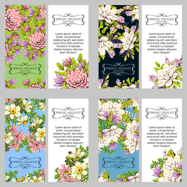 Tarjeta de invitación con elementos florales — Vector de stock