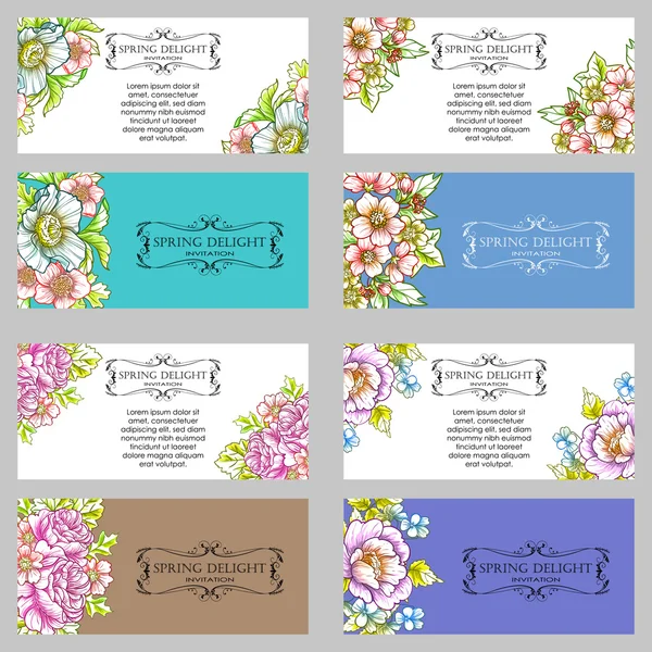 Tarjeta de invitación con elementos florales — Vector de stock