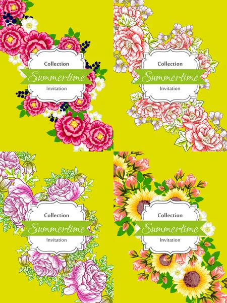 Invitation card with floral elements — Stock Vector