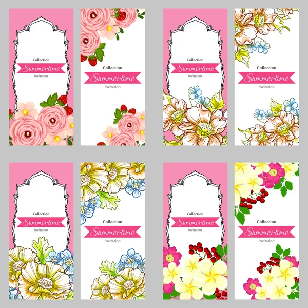 Tarjeta de invitación con elementos florales — Vector de stock