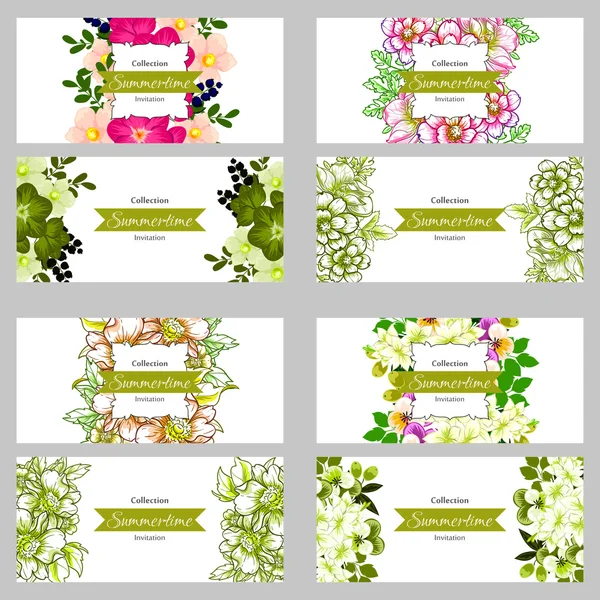 Tarjeta de invitación con elementos florales — Vector de stock