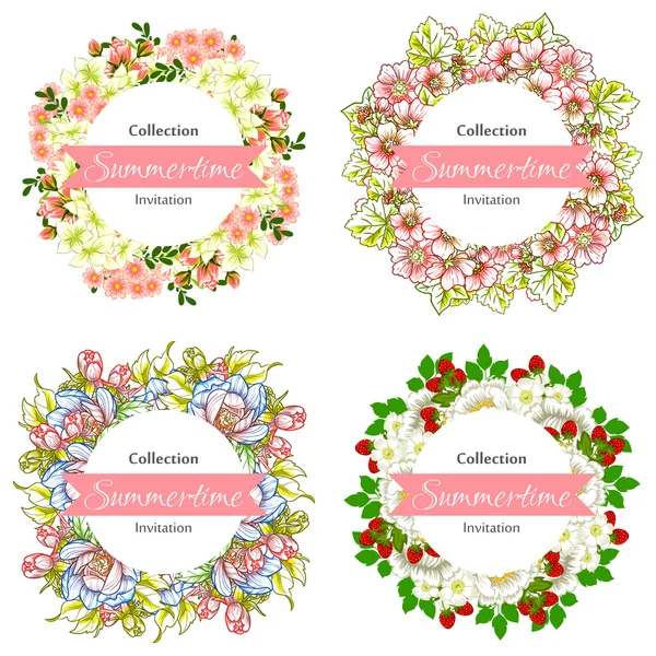 Tarjeta de invitación con elementos florales — Vector de stock