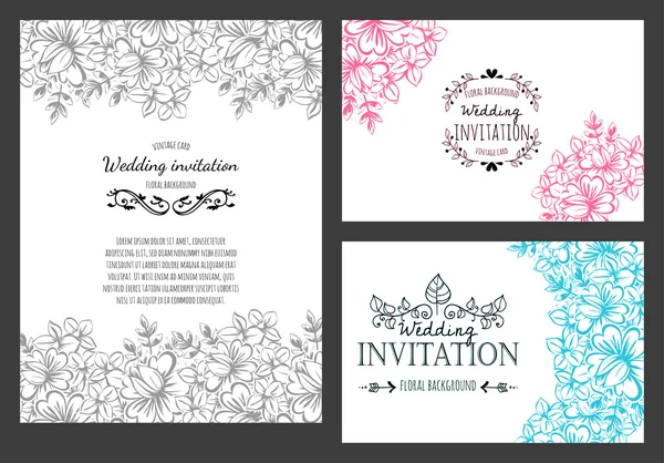 Carte d'invitation avec des éléments floraux — Image vectorielle