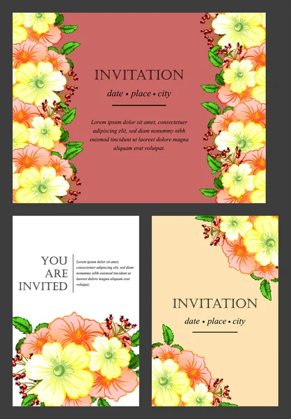 Carte d'invitation avec des éléments floraux — Image vectorielle