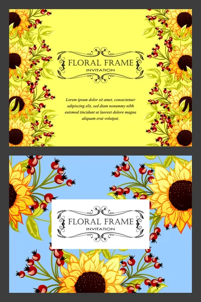 Carte d'invitation avec des éléments floraux — Image vectorielle