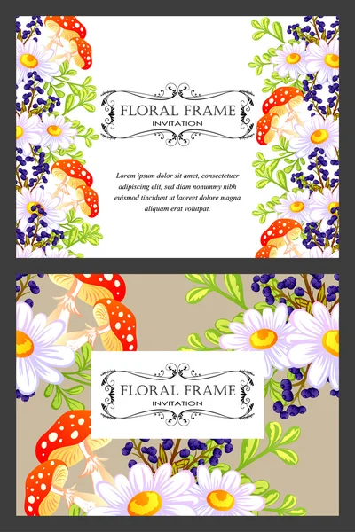 Tarjeta de invitación con elementos florales — Vector de stock