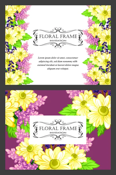 Carte d'invitation avec des éléments floraux — Image vectorielle