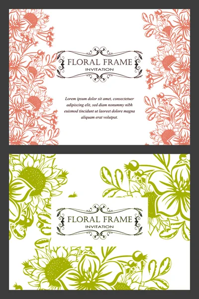 Carte d'invitation avec des éléments floraux — Image vectorielle