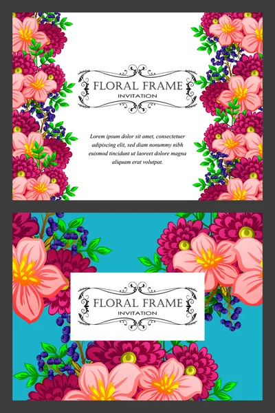 Tarjeta de invitación con elementos florales — Vector de stock