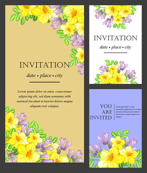 Tarjeta de invitación con elementos florales — Archivo Imágenes Vectoriales