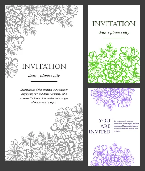 Carte d'invitation avec des éléments floraux — Image vectorielle