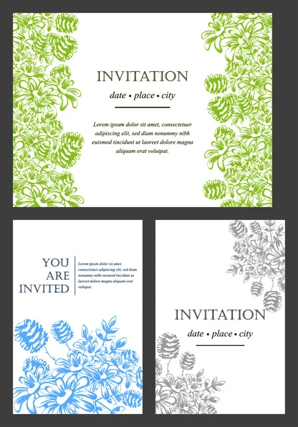 Carte d'invitation avec des éléments floraux — Image vectorielle