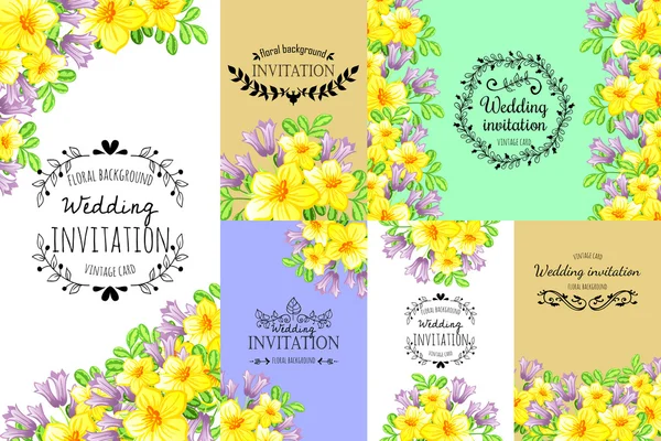 Carte d'invitation avec des éléments floraux — Image vectorielle