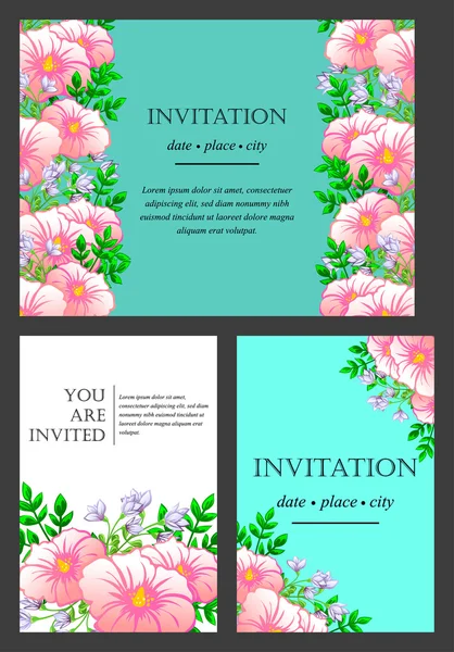 Carte d'invitation avec des éléments floraux — Image vectorielle