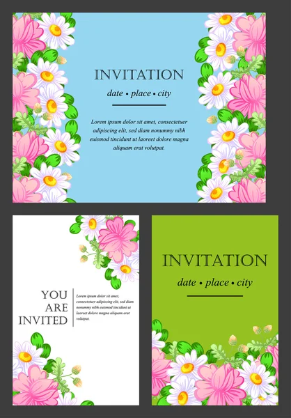 Tarjeta de invitación con elementos florales — Archivo Imágenes Vectoriales