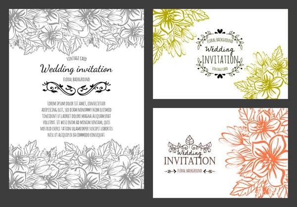 Carte d'invitation avec des éléments floraux — Image vectorielle