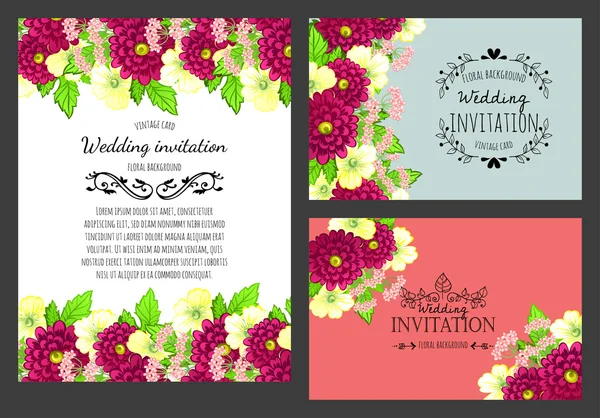 Carte d'invitation avec des éléments floraux — Image vectorielle