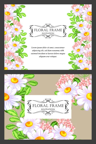 फूल तत्वों के साथ आमंत्रण कार्ड — स्टॉक वेक्टर