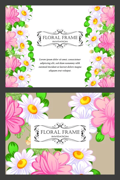 Carte d'invitation avec des éléments floraux — Image vectorielle