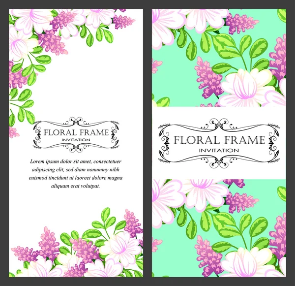 Uitnodigingskaart met florale elementen — Stockvector